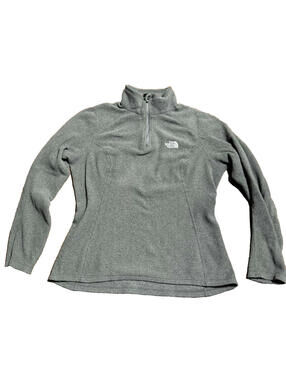 The North Face Gray Fleece Jacket Womens Size M Pullover 1/4 Zip Shirt Hiking